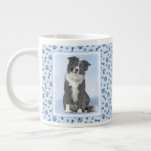 Border Collie Painting - Cute Original Dog Art Large Coffee Mug