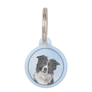 Border Collie Painting - Cute Original Dog Art Pet Tag