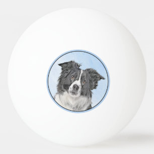 Border Collie Painting - Cute Original Dog Art Ping Pong Ball
