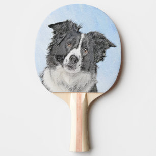Border Collie Painting - Cute Original Dog Art Ping Pong Paddle