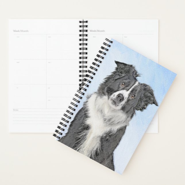 Border Collie Painting - Cute Original Dog Art Planner (Display)