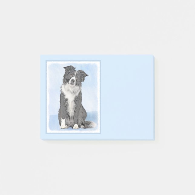 Border Collie Painting - Cute Original Dog Art Post-it Notes (Front)