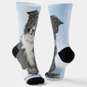 Border Collie Painting - Cute Original Dog Art Socks