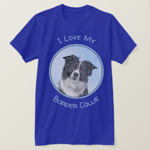Border Collie Painting - Cute Original Dog Art T-Shirt