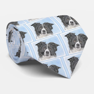 Border Collie Painting - Cute Original Dog Art Tie