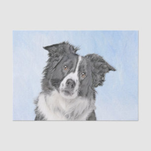 Border Collie Painting - Cute Original Dog Art Tissue Paper