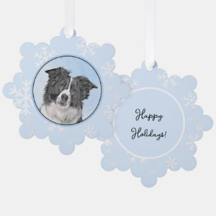Border Collie Painting - Cute Original Dog Art Tree Decoration Card