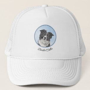 Border Collie Painting - Cute Original Dog Art Trucker Hat