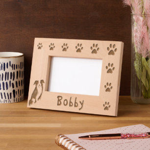 Border Collie Paw Print Dog's Name Etched Frames