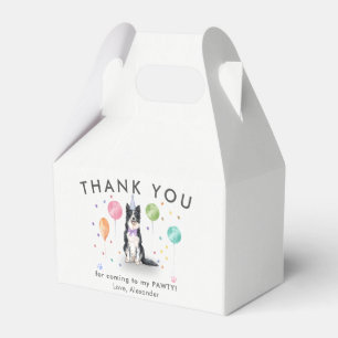 Border Collie Pawty Puppy Dog Birthday Thank You  Favour Box