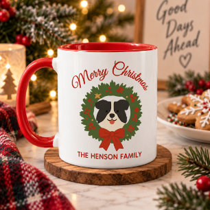 Border Collie Personalised Family Christmas Mug
