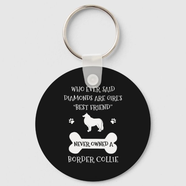 Border Collie Pet Dog Best Friend Key Ring (Front)