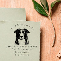 Border Collie Pet Dog Family Name & Return Address