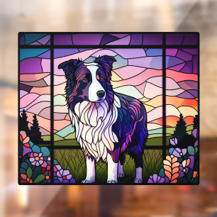 Border Collie Pet Dog Faux Stained Glass