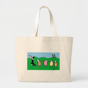 Border Collie Pied Piper Large Tote Bag