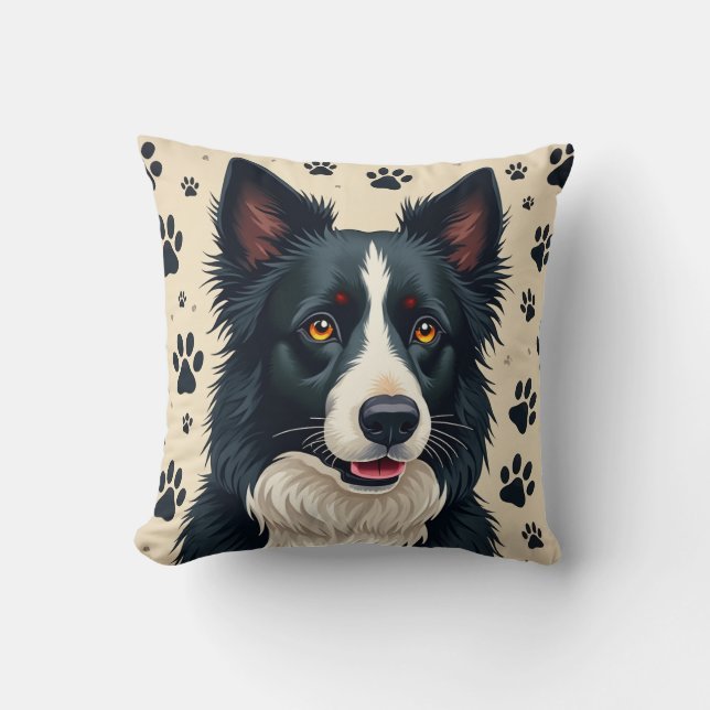 border collie pillow cushion (Front)