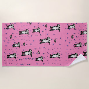 Border Collie pirate dog  Beach Towel