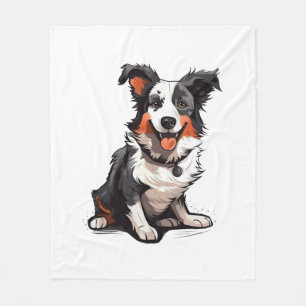 Border Collie Playful Pups - Funny Cartoon Fleece Blanket