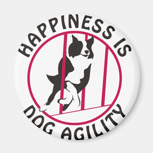 Border Collie Poles Agility Happiness Magnet (Front)