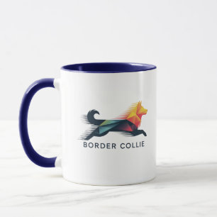 Border Collie Polygonal in Yellow and Blue Mug