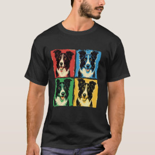 Border Collie Pop Art Design Vibrant Artistic Pupp T-Shirt