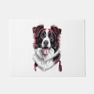 Border Collie Portrait in Vibrant Detail for Dog Doormat
