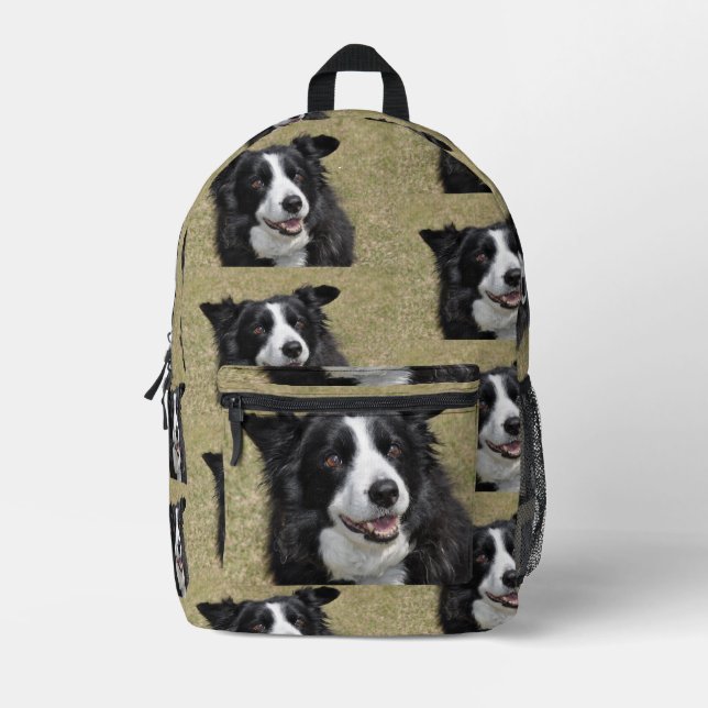 Border collie  printed backpack (Front)