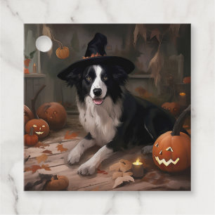 Border Collie Pumpkins Halloween Scary  Favour Tags
