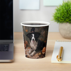 Border Collie Pumpkins Halloween Scary  Paper Cups