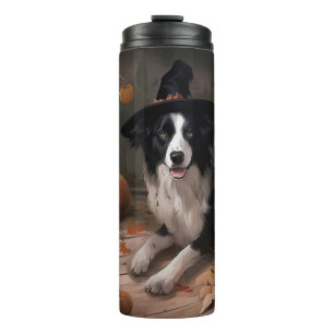 Border Collie Pumpkins Halloween Scary  Thermal Tumbler