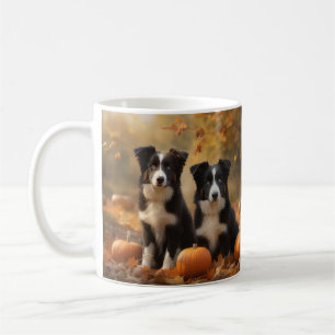 Border Collie Puppy Autumn Delight Pumpkin Coffee Mug