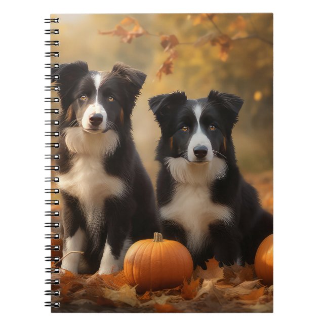 Border Collie Puppy Autumn Delight Pumpkin Notebook (Front)