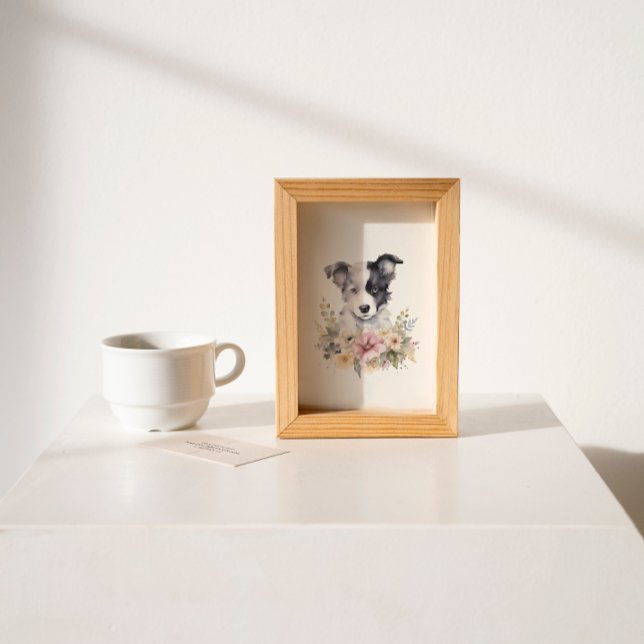 Border Collie Puppy Pet Watercolor Flower Poster (Creator Uploaded)