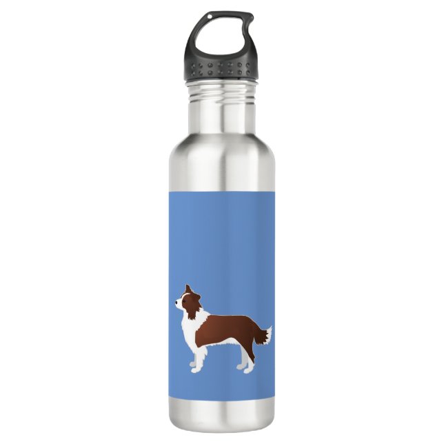 Border Collie Red Dog Breed Side View Silhouette 710 Ml Water Bottle (Front)