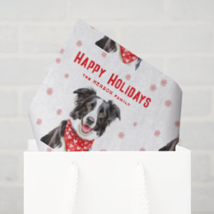 Border Collie Red Heart Bandana Christmas  Tissue Paper
