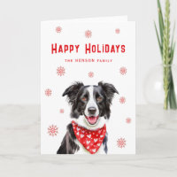 Border Collie Red Heart Bandanna Christmas