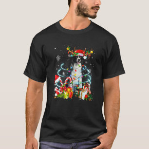 Border Collie Reindeer Christmas Tree Lights Pajam T-Shirt