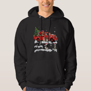 Border Collie Riding Red Truck Merry Christmas X-m Hoodie