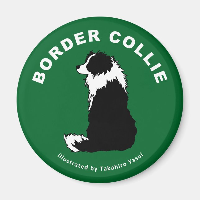Border Collie Round Magnet (Front)