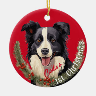 Border Collie’s First Christmas Ceramic Tree Decoration