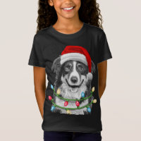 Border Collie Santa Christmas Tree Lights Xmas Dog