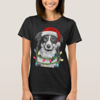 Border Collie Santa Christmas Tree Lights Xmas Dog
