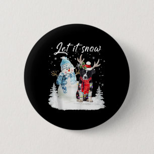 Border Collie Santa Dog Christmas Snowman Xmas Paj 6 Cm Round Badge