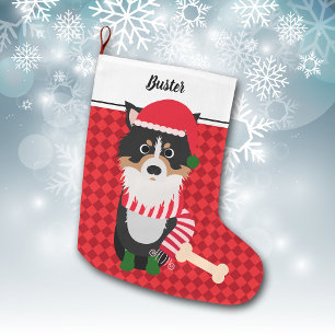 Border Collie Santa Red Personalised Large Christmas Stocking