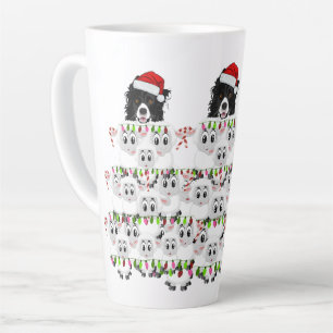 Border Collie & Sheep Christmas Tree Latte Mug