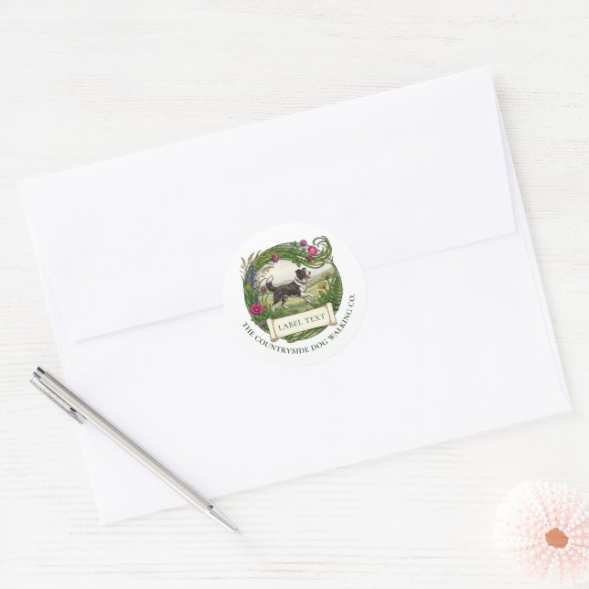 Border Collie Sheep Dog Walker Trainer Classic Round Sticker (Envelope)
