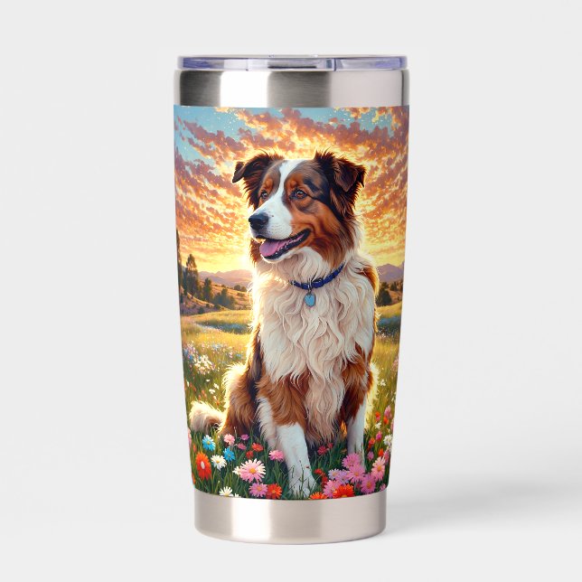 Border Collie Shepherd Dog Insulated Tumbler (Front)