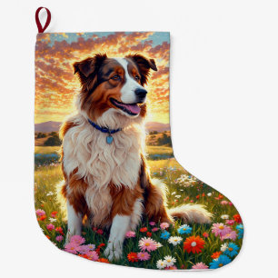 Border Collie Shepherd Dog Large Christmas Stocking
