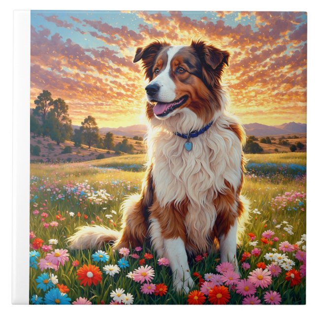 Border Collie Shepherd Dog Tile (Front)