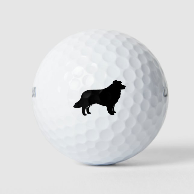 Border Collie Silhouette Golf Balls (Front)